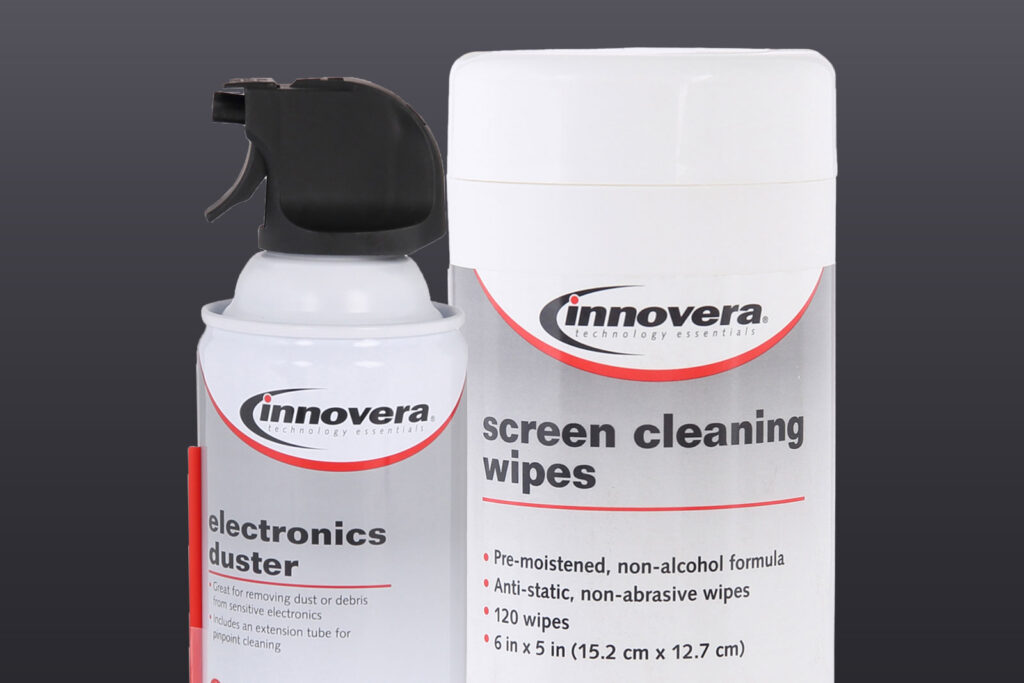 electronics duster and screen cleaning wipes